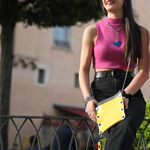 Borsa in Materiale Mat-b, Artigianale Italiana in PVC e Cotone, Stile Rock Classico, Sostenibile, Alta Qualità, Moda, Mini Borse Fatte a Mano per Signore - Product Image 3