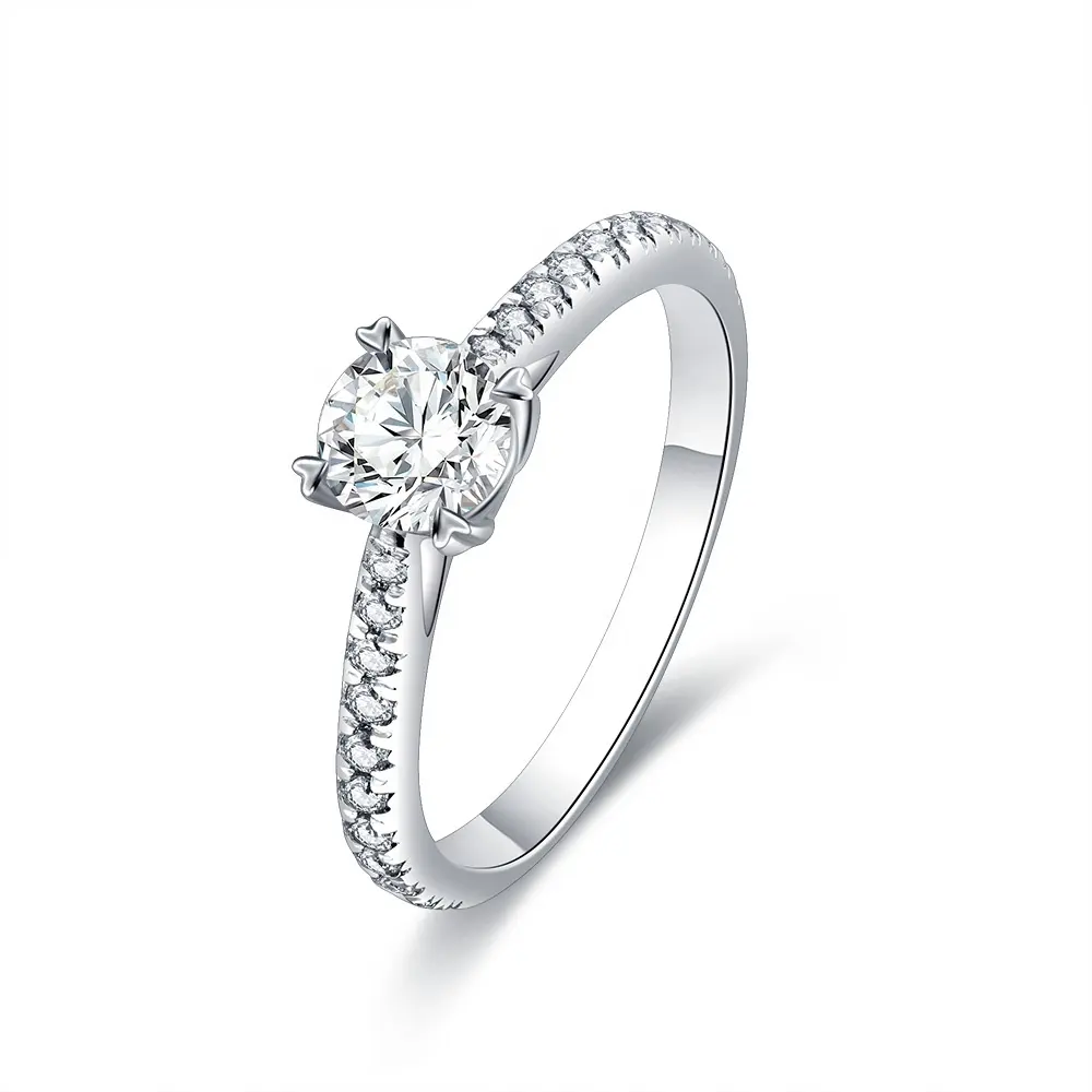 2024 NUEVO Anillo de diamante cultivado en laboratorio certificado IGI de 1 quilate personalizado 18K AU750 Ajuste de anillo de oro para compromiso de boda