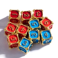 FACCUB métal polyédrique mdn dés en vrac personnalisé D6 fleur dés ensemble D & D RPG jeux rouge bleu emballage personnalisable
