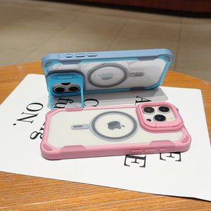 Custodia per telefono cellulare di lusso antiurto per armatura magnetica trasparente per <span class=keywords><strong>iPhone</strong></span> 16 15 14 <span class=keywords><strong>13</strong></span> <span class=keywords><strong>Pro</strong></span> Max <span class=keywords><strong>con</strong></span> supporto per <span class=keywords><strong>fotocamera</strong></span> - Product Image 3