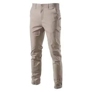 Shinesia calças de algodão para homens, calças de logotipo personalizadas de sarja e algodão para trabalho corporativo