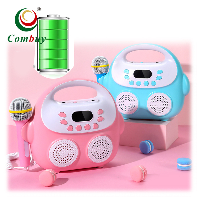 2 Microphone Singing Musical Mini Plastic Battery Operated Karaoke Machine for Kids