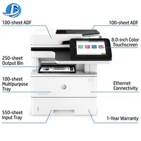 Printer Laser Monokrom Cepat HP LaserJet Managed MFP E52645dn Baru, All-in-One, Duplex, Jaringan, 45ppm, untuk Kantor dan Bisnis