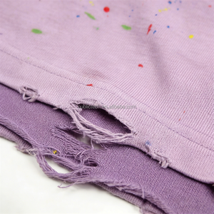 Camiseta de Fabricante de Ropa con Estampado de Salpicaduras de Pintura por Transferencia Térmica, Calidad Premium, Estilo Desgastado, Corte Holgado y Amplio - Product Image 3