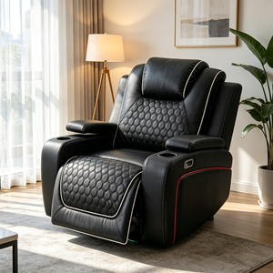 Canapé de <span class=keywords><strong>cinéma</strong></span> électrique en cuir véritable noir de luxe, meubles de salon, fauteuils inclinables pour home <span class=keywords><strong>cinéma</strong></span> avec haut-parleurs - Product Image 5