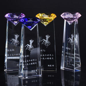 MH-NJ00349 amarelo verde claro diamante troféu cores esculpidas diamante cristal troféu prêmios - Product Image 1