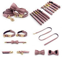 Ensemble collier et laisse pour chat en velours de luxe, avec nœud papillon et clochette, plusieurs couleurs unies et couleur personnalisée disponible, vente en gros