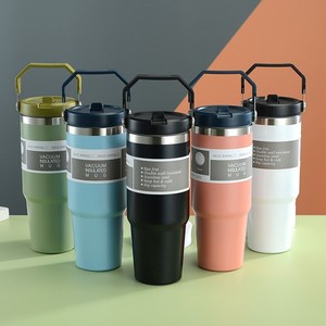 30oz Double Layer Thermal Mug Gift Set 304 Stainless Steel Tumbler Water Bottle Portable Vacuum <strong>Flask</strong> <strong>with</strong> Handle <strong>Straw</strong> - Product Image 1