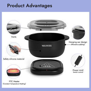 Kadınlar ve erkekler için brezilyalı ağda kiti, hassas cilt tam vücut epilasyon için 4 torba sert balmumu boncuk taşınabilir balmumu ısıtıcı ile - Product Image 2