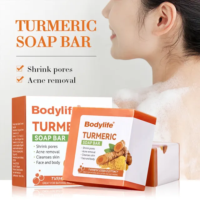 Private Label Wholesale Essential Oil Soap Turmeric Cleansing Bath Soap Body Moisturizing Improving Dryness Turmeric Soap