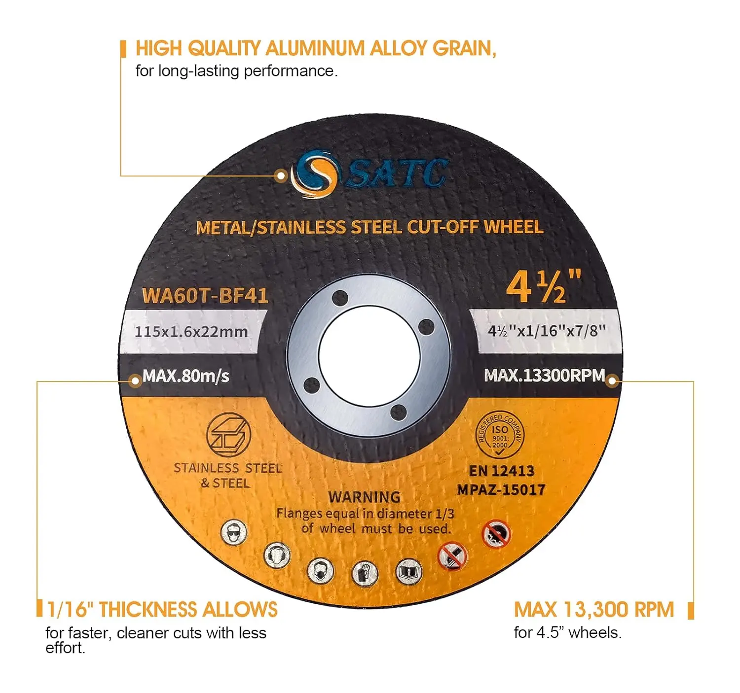 25 PCS Cut Aluminum Oxide Off Wheels 4 1/2 Inch Angle Grinder Cutting Wheel 4 .5 x 1/16 x 7/8 inch Cutting Wheel