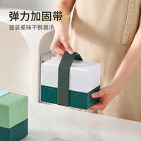 Boîte à lunch japonaise à deux étages en plastique de qualité alimentaire, micro-ondable, portable pour les employés de bureau - Légère, emballage alimentaire de haute qualité