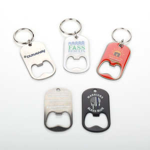 من مادة التصنيع الفولاذ المقاوم للصدأ شعار معدني مفتاح سلسلة مفاتيح شكل بطاقة مفتاح سلسلة للبيرة مخصص لفتح الزجاجات - Product Image 1