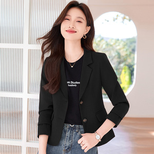 Women's Burgundy Blazer Short Style Solid Color Polyester Worsted No-Wrinkle Treatment Spring Autumn 2025 - Product Image 5