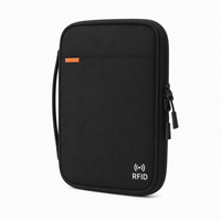 Pochette de voyage RFID résistante à l'eau avec logo personnalisé, multi-poches, porte-passeport, porte-cartes, porte-argent, sac de rangement à double fermeture éclair