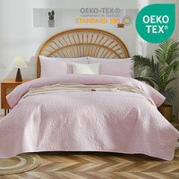 Set Sprei Kualitas Tinggi Motif Bunga Warna Solid Bahan Polyester untuk Tempat Tidur Queen Size, Dapat Dicuci Mesin, Termasuk Sarung Bantal, untuk Rumah.
