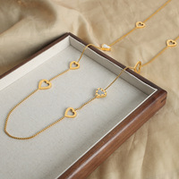 Collier ras du cou haut de gamme en zircon cubique creux plaqué or 18 carats en acier inoxydable, chaîne de pull, accessoires pour femme
