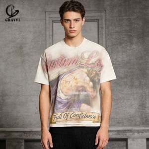 T-shirt vierge uni en coton 100% de haute qualité, coupe oversize à épaules tombantes, 280 g/m², effet vieilli, personnalisable, vente en gros - Product Image 1