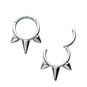Wholesale Children's G23 Astm F136 Titanium 3-Spike Hinged <strong>Ball</strong> Hoop <strong>Nose</strong> <strong>Rings</strong> Cartilage Piercing Jewelry Septum Clicker <strong>Ring</strong> - Product Image 1