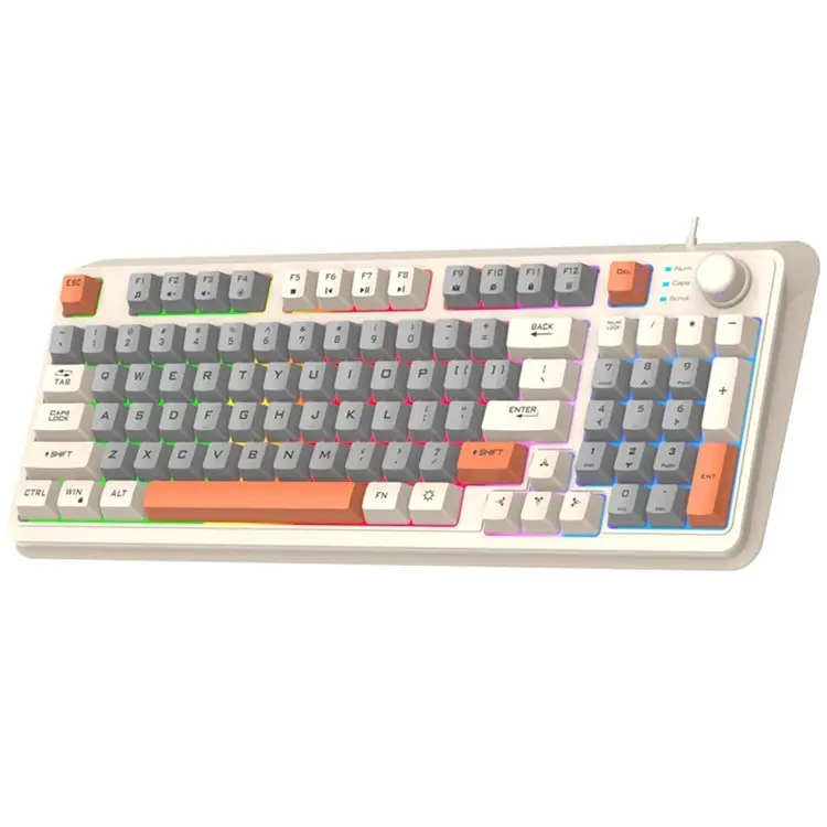 XUNFOX K82 94 Keys Mechanical Gaming Wired Keyboard Mixed Color Backlit USB Keyboard with Kickstand