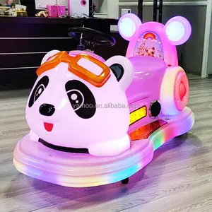 厂家批发电池保险杠儿童车双人亲子夜光电动熊猫碰碰车