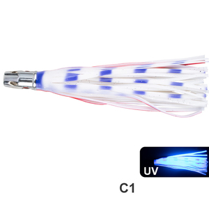 Leurre de pêche à la traîne en forme de pieuvre à tête en cuivre de 6,5 pouces, 55g, 7 couleurs au choix, yeux 3D, emballage PVC séparé, pour la pêche au marlin en eau salée et la pêche au gros gibier - Product Image 1