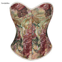 Femmes rétro gothique Corselet Lingerie Bustier 12 arêtes de poisson pris en charge sans bretelles plaine Corset contrôle ferme grande taille Shapewear