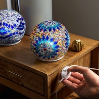 Lampe de table Bohème Marrakech avec chargement pratique, lanterne de chevet marocaine en forme d'œuf, veilleuse rotative en mosaïque pour chambre à coucher