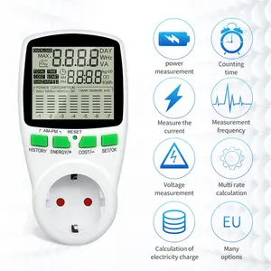 Electricity Power Meter Wattmeter LCD Energy Meter Socket Electric Tester FR US UK AU BR Measuring Outlet Power Analyzer
