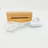 Lampe de table LED personnalisable avec tableau à messages effaçable, base rectangulaire en bois, artisanat en bois clair