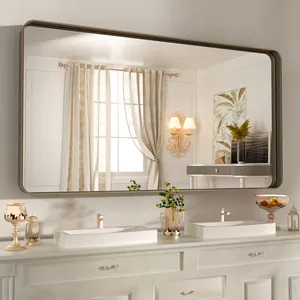 Custom Modern Home Decor Grote Gouden Matel Frame Muur Gemonteerde Grote Badkamer Opknoping Spiegel Miroir Espejos Spiegel