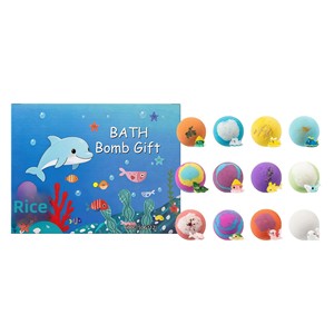 Sels de bain en forme de boule sur le thème de l'océan, 60 g |   Boîte de 12 bombes de bain moussantes avec jouet surprise caché à l'intérieur, ensemble cadeau pour le bain des enfants - Product Image 5