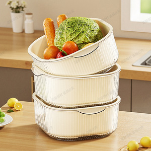 Oval Draining Rack L <b>Stackable</b> Kitchen Vegetable Fruit Washing Storage <b>Basket</b> - Product Image 1