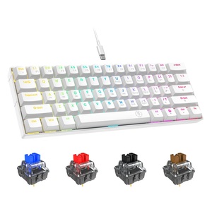 Clavier de jeu mécanique optique <span class=keywords><strong>RK61</strong></span> 61 touches 60 % avec interface USB-C, rétroéclairage LED, compact, mini, portable, interrupteurs bleus pour PC/ordinateur portable - Product Image 1