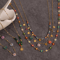 Boheemse Oceaan Stijl Clavicle Ketting, Kleurrijke Natuurlijke Steen & Schelp Decor Halsketting voor Vrouwen Groothandel