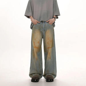 กางเกงยีนส์ทรงหลวมสไตล์ Y2K รุ่น Heavyweight สำหรับสตรีทแวร์ ฮิปฮอป ลุคสกปรก ล้างสีแบบ Dirty Mud Wash ทรงขากว้างตรง ดีไซน์ล่าสุด - Product Image 5