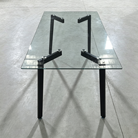 Table à manger en verre transparent durable 120x80cm, mobilier de salle à manger moderne et minimaliste pour la maison, le restaurant, le bureau