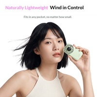 Ventilateur portable mini 1200 mAh avec anneau de protection rond, 5 vitesses, commande par bouton-poussoir, finition soignée, design épuré pour le programme d'importation Busking
