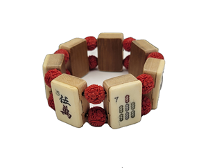 Antique <b>Inspired</b> Wooden Mah Jongg Tile Stretch <b>Bracelet</b> - Product Image 2