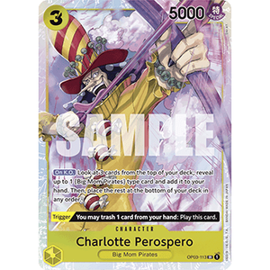One Piece le jeu de cartes Charlotte Perospero OP03-113 SR Édition japonaise Fabriqué en papier durable - Product Image 1