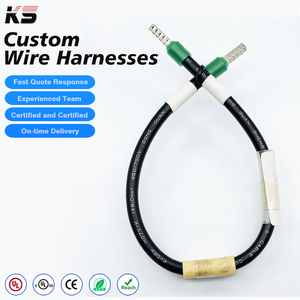 Cable de terminal aislado negro personalizado de 1 pin, calibre <span class=keywords><strong>H07VK</strong></span> 6mm 10AWG, arnés de cableado personalizado adecuado para electrónica - Product Image 1