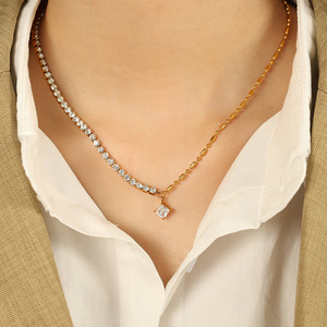 Collar de Diamantes a la Moda Europeo-Americano, Corte Princesa, Cadena de Oro, para Uso Diario de Mujer, XL301 - Product Image 4