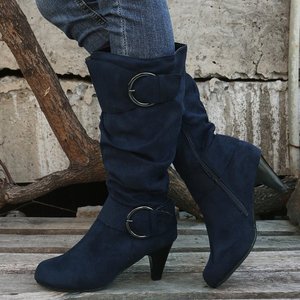 Bottes mi-mollet en daim style européen-américain pour femme, collection hiver 2026, à talon haut, avec boucle de ceinture, chaudes, polyvalentes et tendance - Product Image 2