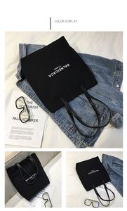 Sacs à main pour femmes noires avec logo imprimé personnalisé, sac fourre-tout en toile de coton - Product Image 5