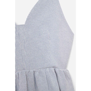 Robe longue bleue à rayures avec bretelles et dos croisé - Product Image 2