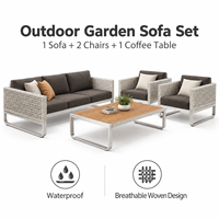 Outdoor-Möbelset 4-teilig, Aluminium-Sofa mit Couchtisch für Garten, Terrasse und Resort