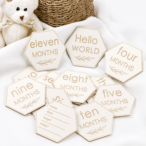 Pafu Babyparty-Geschenk <span class=keywords><strong>Baby</strong></span> Meilenstein-Schilder Reversibel & Lasergraviert Monatliche Blöcke Foto-Requisiten 12 Stück Holz-Meilenstein-Karten - Product Image 1