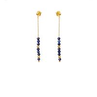 Boucles d'oreilles et collier à pampilles perlées en acier inoxydable avec connecteurs en pierres naturelles améthyste et lapis-lazuli, prix de gros