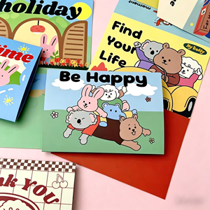 Biglietti d'Auguri Pieghevoli a Tre Ante con Simpatici Animali Cartoon, Biglietti per <span class=keywords><strong>Compleanno</strong></span>/Grazie/Complimenti da Regalare - Product Image 3