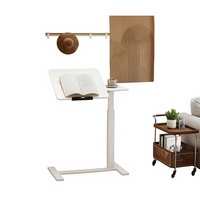 Bureau mobile sur lit, bureau rabattable à 4 roues, réglable en hauteur et en angle, table pour ordinateur portable, bureau à domicile, étude, blanc
